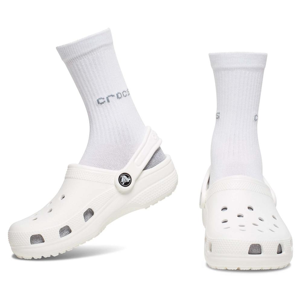 White Boys' Crocs Crew Solid 3-Packs Socks | NZ 1668TCEV